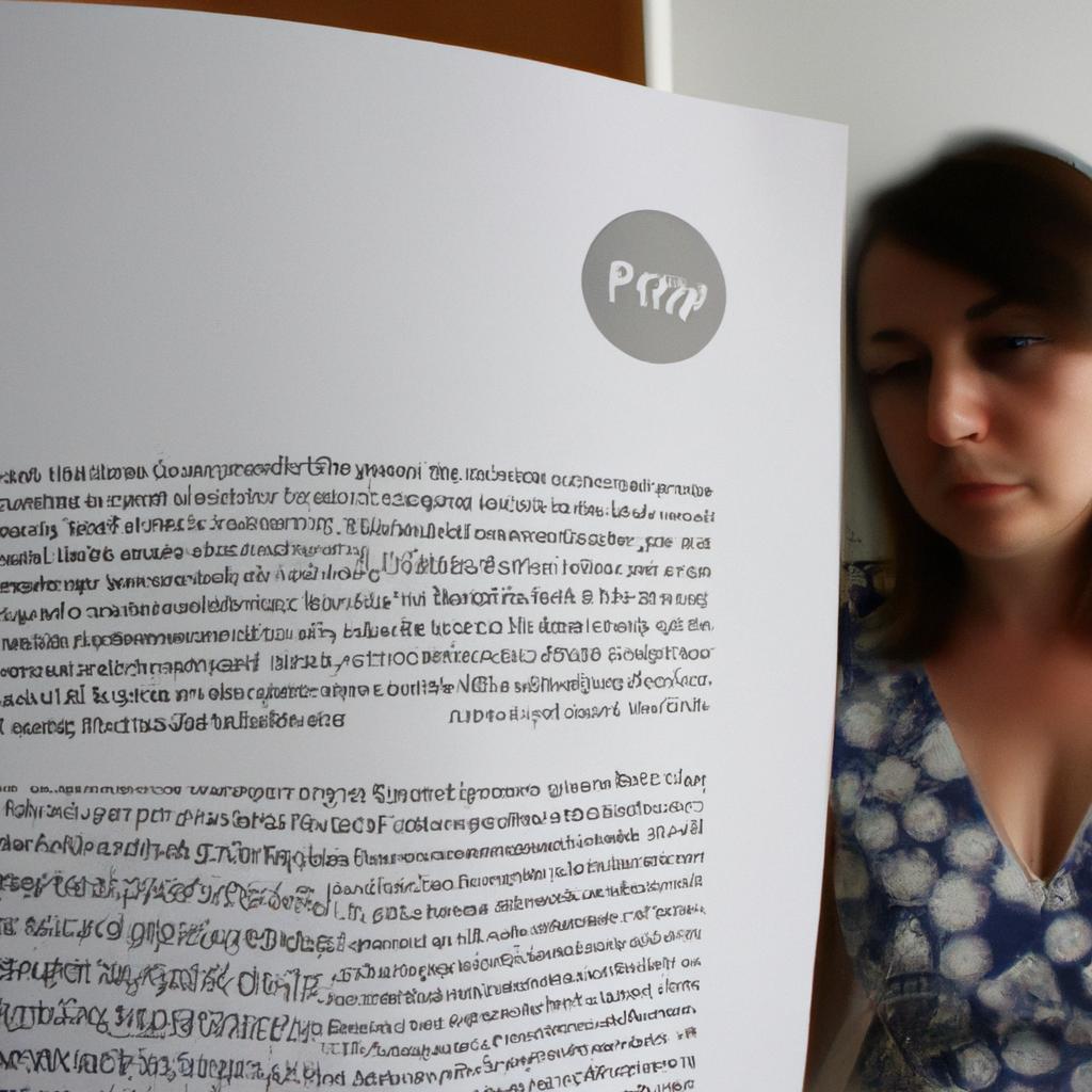 Woman reading privacy policy document